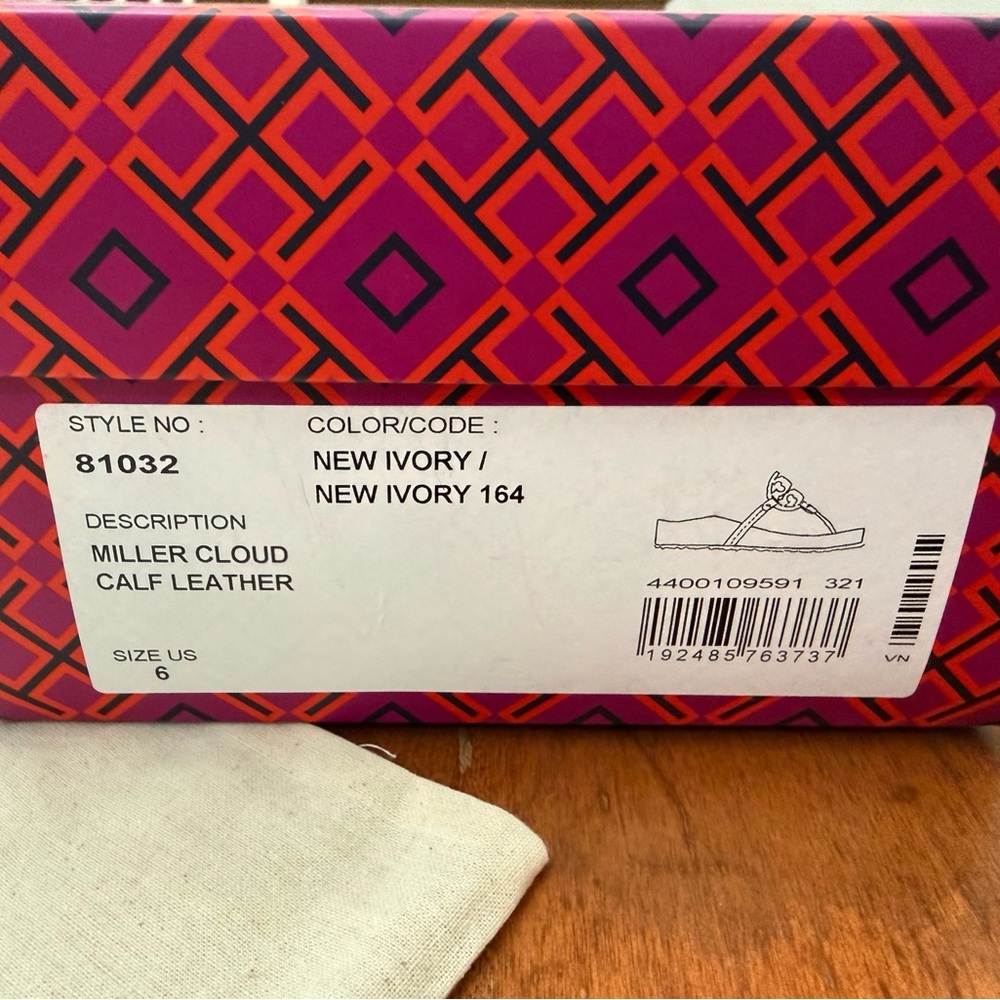 Tory Burch White Leather Miller Cutout Logo Thong Sandals NWT. - Picture 5 of 6